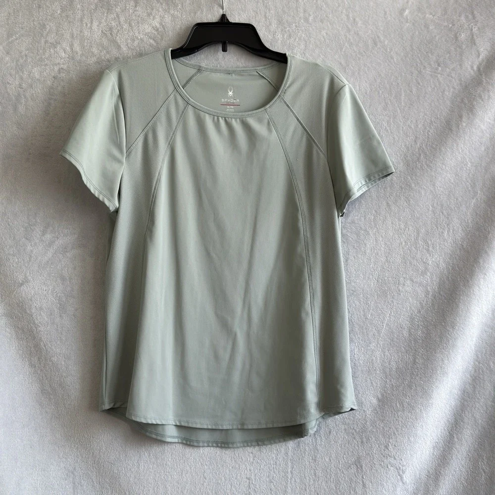 Spyder Active Women's Sage Green Short Sleeve Athletic T Shirt Top XL